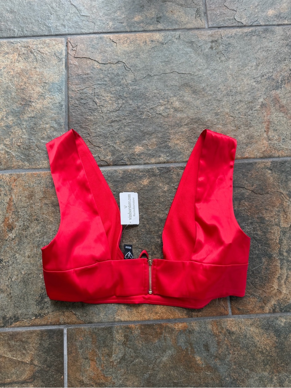 Windsor Bright Red Satin Bustier Bralette - Picture 3 of 4